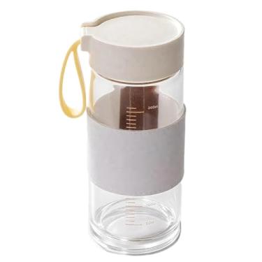 Imagem de Garrafa de água transparente, 473 ml, 480 ml, frasco de vidro de borossilicato, portátil, com tampa e manga, alça de silicone, xícara de café reutilizável para suco, chá, smoothies