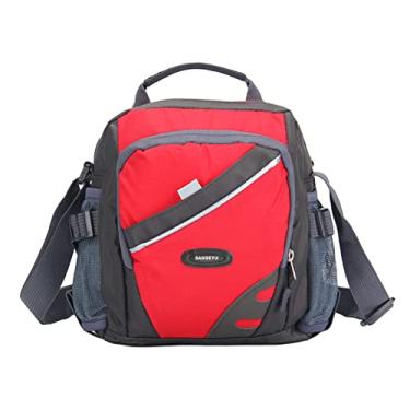 Imagem de Nova Bolsa Transversal Unissex de Nylon com Zíper Cor Contrastante Múltiplos Bolsos Casual Esportiva Pequena Ombro