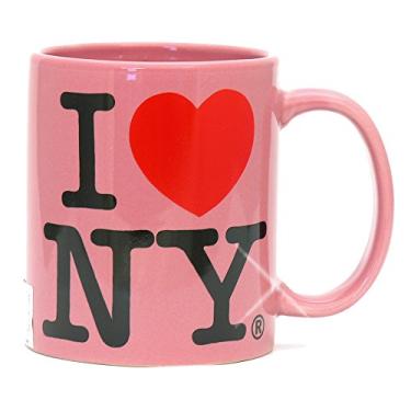 Imagem de Caneca oficial rosa I Love NY TORKIA INTERNATIONAL, 325 ml, lembrança da cidade de Nova York, segura para lava-louças e micro-ondas