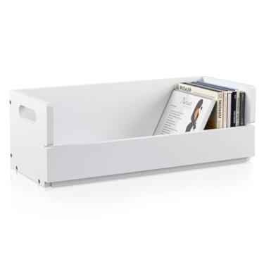 Imagem de CroBlissful 1 conjunto de suporte de caixa de armazenamento de CD de madeira, prateleiras de fita cassete com alças de transporte, prateleira organizadora para capas de filmes, DVDs, cada conjunto