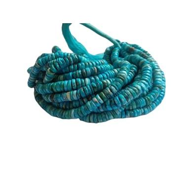 Imagem de Lady Works Fio de pedra natural Arizona Turquesa de 33 cm, contas lisas de pneu de 6 mm para fazer joias DIY | Beads_01387