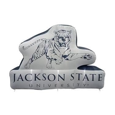 Imagem de FANMATS Mascote inflável HBCU Jackson State Tigers - Display inflável autoinflável, soprador e cordões embutidos, logotipo oficial da equipe - mostre seu espírito durante todo o ano