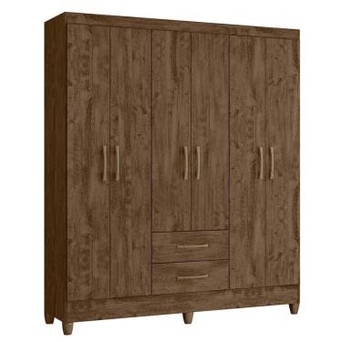 Imagem de Guarda Roupa Casal Panamá 6 Portas E 2 Gavetas Castanho Wood - Moval