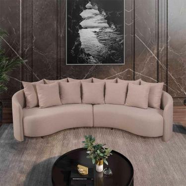 Imagem de Sofá Tulip Orgânico 2,50m Em Linho Com Pés De Madeira Cor Cru 2320