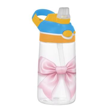Imagem de Blueangle Garrafa de água com laço de fita de 473 g, garrafa de viagem e esportes Tritan reutilizável com canudo e design de tampa de bico pop-up (479)