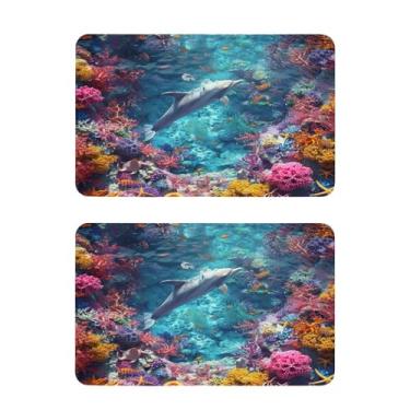 Imagem de Blueangle Conjunto de 2 ímãs de geladeira coloridos recifes de coral - Ímãs decorativos engraçados de geladeira de cozinha - Seguro para lava-louças e decoração magnética durável (366)