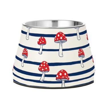 Imagem de SEHANY Tigelas para cães de ervas e cogumelos antiderrapante de aço inoxidável com fundo de borracha para evitar tombamento, tigelas elevadas para comida e água quadriculadas para cães e gatos