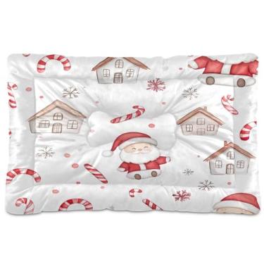 Imagem de SEHANY Cama de Natal para cães de Papai Noel, cama de gato com fundo antiderrapante, cama de canil, colchão macio para animais de estimação, lavável para cães pequenos, médios e grandes, gatos, 91 x