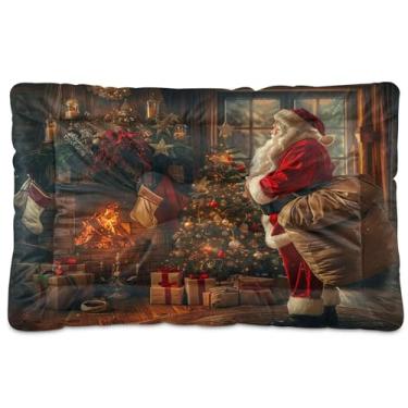 Imagem de SEHANY Cama de Natal para cães e gatos com fundo antiderrapante, cama de canil, colchão macio para animais de estimação, lavável para cães pequenos, médios e grandes, gatos, 45,7 x 61 cm