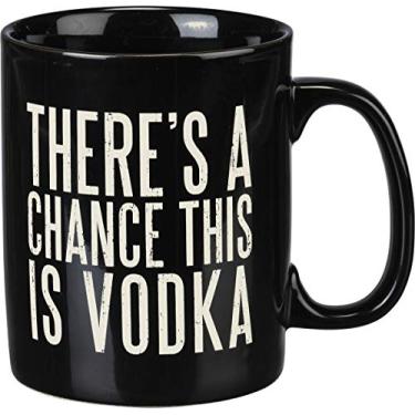 Imagem de Primitives by Kathy Caneca de café de grés preta e branca, 590 ml, There's A Chance This is Vodka