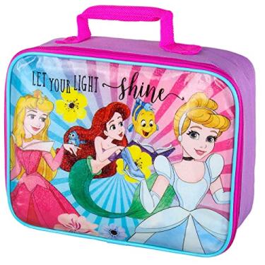 Imagem de Lancheira Disney Princess Ariel Cinderella Aurora Let Your Light Shine Holográfica Digital Lancheira Tote