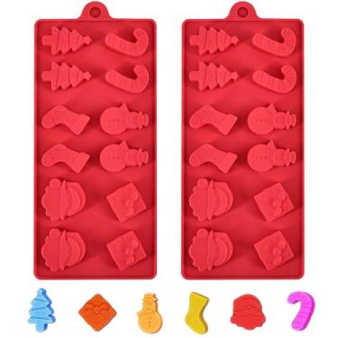 Imagem de Moldes de silicone para doces de Natal e moldes de chocolate (2 peças) para árvore de Natal e papai noel, moldes adequados para doces, cubos de gelo, fabricação de sabão e decoração de bolos