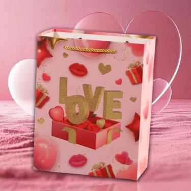 Imagem de Tema de Dia dos Namorados em forma de coração saco de presente amor doces biscoitos festival festa presente embalagem alças saco suprimentos casamento (estilo 4)