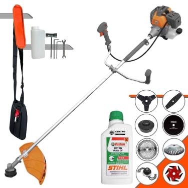 Imagem de Máquina de Corta Grama Tekna RL430P À Gasolina 43cc 1,7HP 10000rpm Multifunções Completa Com Carretel de Nylon + 7 Opções de Corte + ÓLEO STIHL 2T