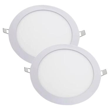 Imagem de Kit 2 Luminária Plafon Led Redondo Embutir 18W 4000K - Noll