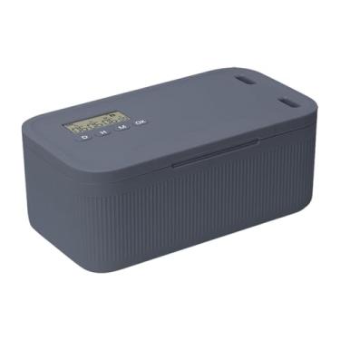 Imagem de predolo Caixa organizadora preta com trava e temporizador, ideal para guardar presentes, passaportes, joias, cosméticos e celulares. Perfeita para guardar