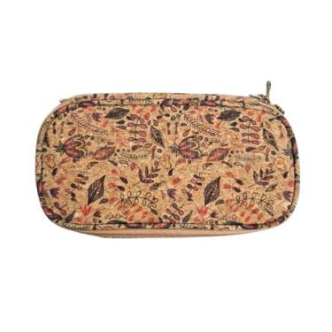 Imagem de Estojo Escolar Grande Duplo Estampa Floral Vibrante Cortiça