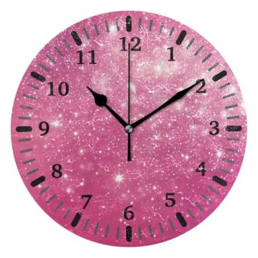 Imagem de CEBUGI 1 relógio de parede com estrelas brilhantes e 1 relógio redondo operado por bateria relógios de parede silenciosos sem tique-taque para cozinha, banheiro, quarto, escritório, decoração 25,4 cm