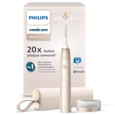 Imagem de Philips Sonicare Escova de dentes elétrica recarregável Prestige 9900 com SenseIQ, Champanhe, HX9990/11