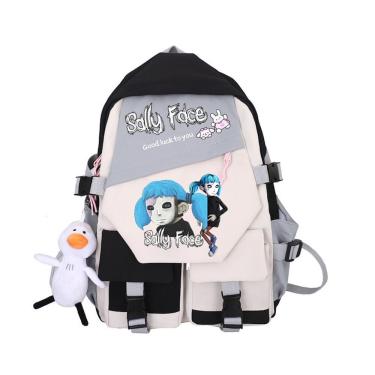 Imagem de Mochila escolar infantil Sallys Faces com impressão 3D 31x14x42cm