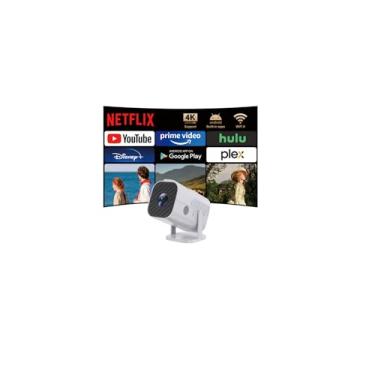 Imagem de 【Aplicativos e Wi-Fi integrados】Mini projetor com Wi-Fi e Bluetooth, projetor externo para quarto, projetor pequeno portátil, Keystone automático com HDMI/TV Stick/Memory Stick/Laptop