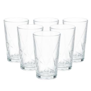 Imagem de Conjunto de Copos Vidro Árido, 6 Unidades, 310ml, Transparente, Design Texturizado, Moderno, Ideal para Água, Sucos, Drinks, Uso Doméstico e Profissional