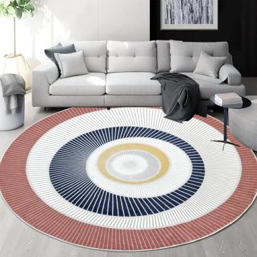 Imagem de Lacomfy Tapete redondo moderno - Tapete abstrato circular de 1,8 m para quarto, sala de estar, quarto de crianças, casa de fazenda, dormitório, sala de jantar, macio, contemporâneo, antiderrapante