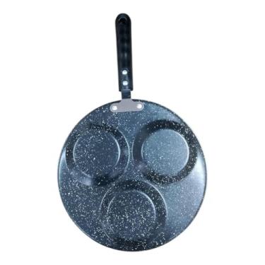 Imagem de Frigideira Antiaderente com 3 Divisórias, 23cm, Alumínio, Preta, Cabo em Baquelite, Compatível com Indução