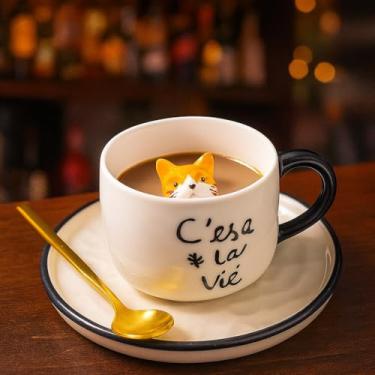 Imagem de Xícara C'est La Vie 220ml Coffee With Cat