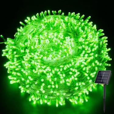 Imagem de YUANHUYUOU Luzes solares de Natal, 6,5 m, 30 LEDs, à prova d'água, luzes de corda de fadas, 8 modos de luzes decorativas alimentadas por energia solar para jardim, pátio, casamento, festa (verde)