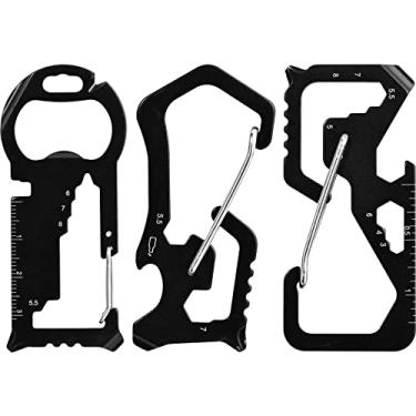 Imagem de Pacote com 3 ferramentas de bolso de metal para homens, portátil, sem ferrugem, chave multifuncional para régua de parafuso e abridor de garrafas, manutenção de rotina total 19 em 1.