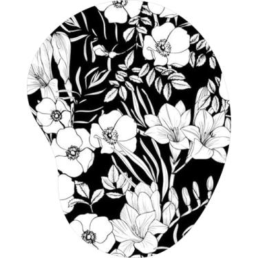 Imagem de Mouse Pad Ergonômico Gota Floral Preto e Branco Desenho de Contorno