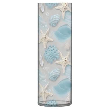 Imagem de JUZIHAI Vaso de cor oceânica para flores 9,9 cm x 30 cm cilindro de plástico moderno vaso de flores para centro de mesa de casamento decoração de casa