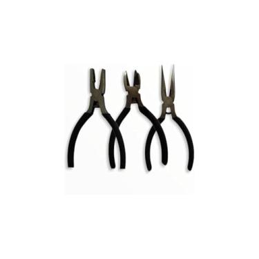 Imagem de Jogo 3 Mini Alicates 4,5'', Aço Carbono, Preto, Bico Meia Cana, Corte Diagonal, Universal, 11 cm, 200g