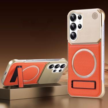 Imagem de Capa magnética de cor sólida sem borda com aromaterapia para Samsung S25 Ultra S23 S22 S24 Ultra Plus (para Galaxy S23+/Laranja)