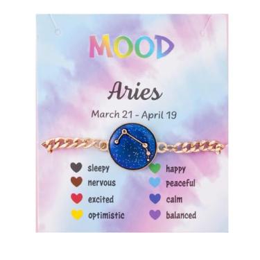 Imagem de COLORFUL BLING Pulseiras do zodíaco para mulheres e homens, 12 constelações, signo que muda de cor, pulseira com pingente de emoção e sensação de temperatura, joia de horóscopo, presente de