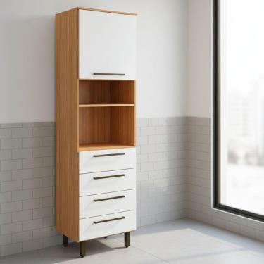 Imagem de Armário De Cozinha Paneleiro 1 Porta 4 Gavetas Grécia Madeirado/off White