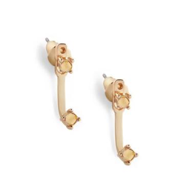 Imagem de Mint & Lily Brincos femininos com pingente de pedra do mês de nascimento – banhado a ouro 18 K sobre aço inoxidável, presente elegante para mulheres, 14mm, Aço inoxidável, Sem pedra preciosa