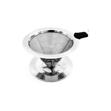 Imagem de Coador de Café Pour Over, Aço Inox, 6x10 cm, Filtro Permanente, Sem Necessidade de Filtros de Papel