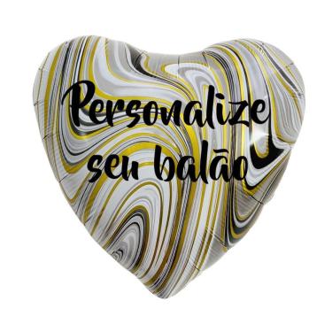 Imagem de Balão Metalizado Coração ágata Preto - 18 Polegadas