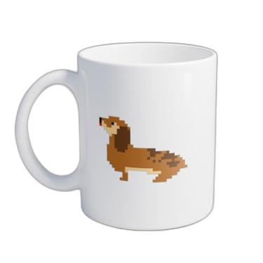 Imagem de Caneca Xícara de Café Porcelana 300ml Desenho Animado de Cachorro Estilo Pixel