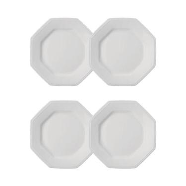 Imagem de Jogo 4 Pratos de Sobremesa Prisma Brancos 20,5 cm Porcelana Schmidt