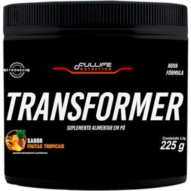 Imagem de Fullife Nutrition, Pré-treino complementado com Beta-alanina, L-Arginina, Taurina e Cafeína, Transformer, Sabor Frutas Tropicais, Pote, 225 gramas • 45 Doses