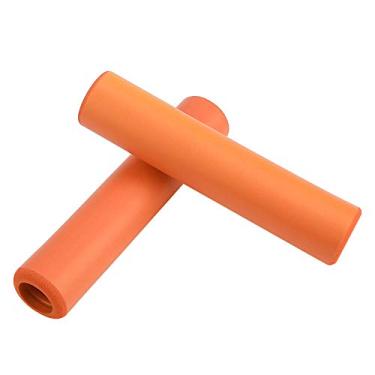 Imagem de Cryfokt Punhos de Guiador de Bicicleta à Prova de Choque de Silicone para Ciclismo de Longa Distância, 1 par de Punho de Bicicleta Antiderrapante Com Plugues de Extremidade para e Scooter (Laranja)