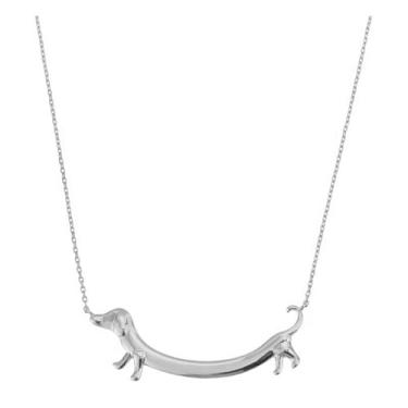 Imagem de OIDIMS Lindo colar com pingente de dachshund para mulheres e homens, banhado a ouro 18 k, delicado, animal, cachorrinho, gargantilha minimalista, ajustável, corrente de elos de clavícula, simples