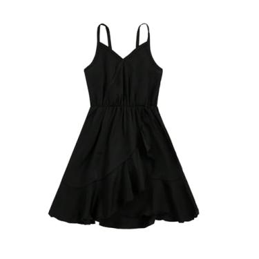 Imagem de Toddler Girl's Wrap Sleeveless Ruffle High Waist Cami Dress Black 5Y