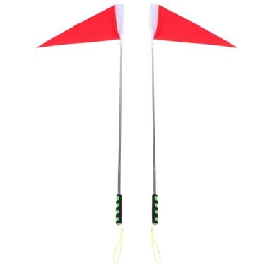 Imagem de LIOOBO 2 peças de bandeiras de guia turístico de mão telescópico mastro de mão bandeira de árbitro triângulo vermelho treinamento equipamento de árbitro esportivo para excursões escolares passeios em