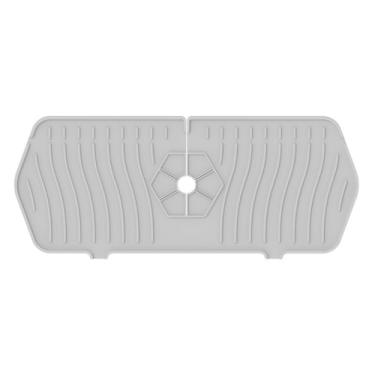 Imagem de Tapete de torneira de silicone para pia de cozinha protetor de respingos almofada de drenagem de água 35,4 cm pequeno protetor de pia anti-derramamento cinza