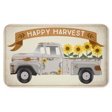 Imagem de Tapete antifadiga Happy Harvest Fall Truck Antifadiga, ergonômico acolchoado para cozinha e tapete de pé com suporte antiderrapante, tapete de conforto ecológico, design por Arrolynn Weiderhold, 76 cm