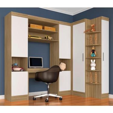 Imagem de Guarda Roupa Modulado Com Penteadeira Cleo Bor/bran - Móveis Arapongas Boreal/branco